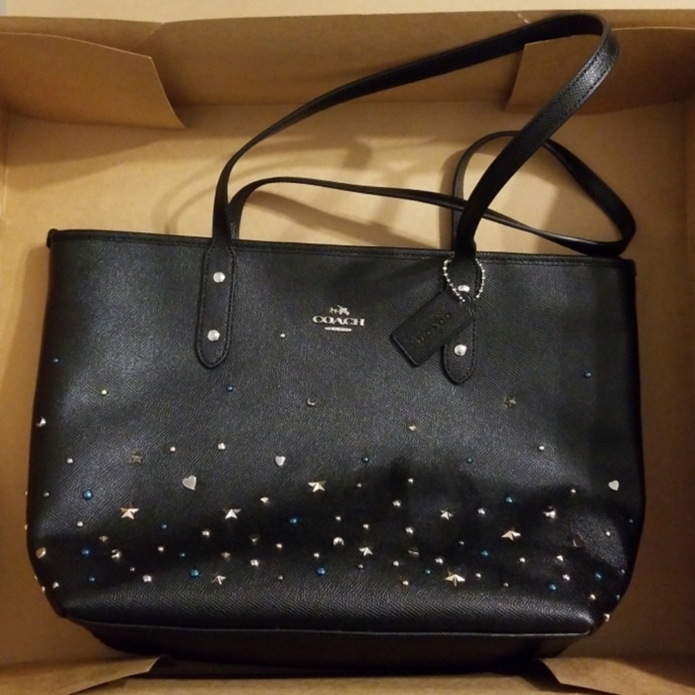 Coach star studded city zip tote